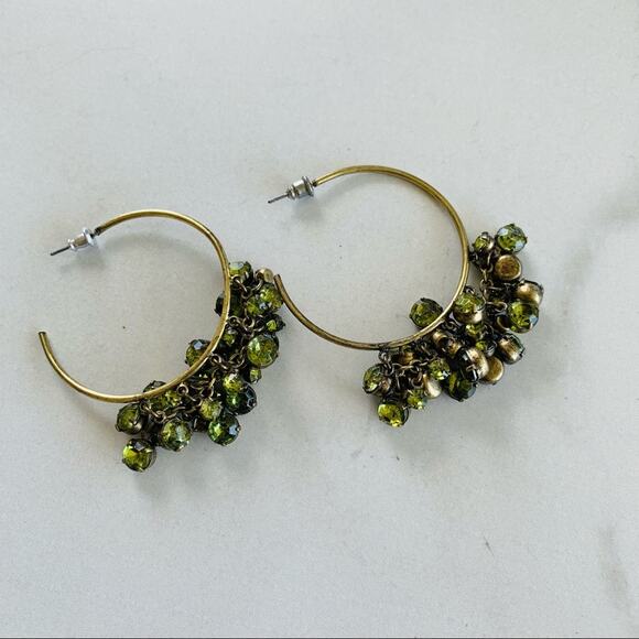 Bohemian Hoops Earrings  Beaded Dangles 2” total - Picture 2 of 4